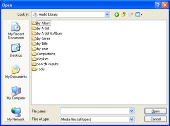 you can 

also open the player, go to File->Open, and browse the library directly from Winamp or 

Windows Media Player