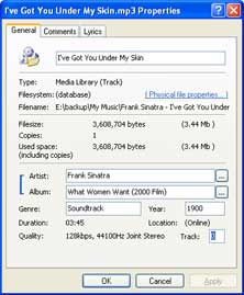 Change MP3 ID3/WMA tags using File Properties, AudioManage built-in format free tag editor